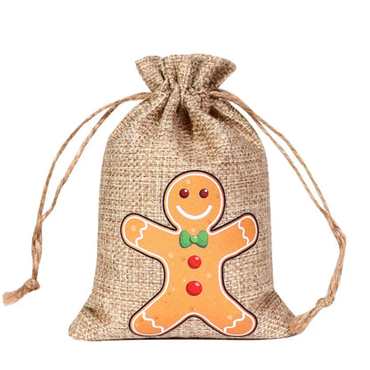 For Christmas Linen Bags Christmas Candy Gifts Drawstring Linen Bags Spot Linen Bag Wholesale