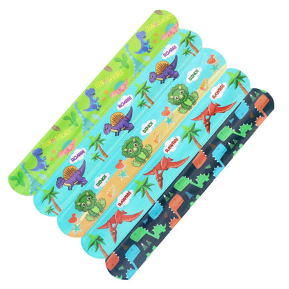 Dinosaur Full Printed Pvc Slap Bracelet Cartoon Ring Pop Pat-bracelet Event Party Gift