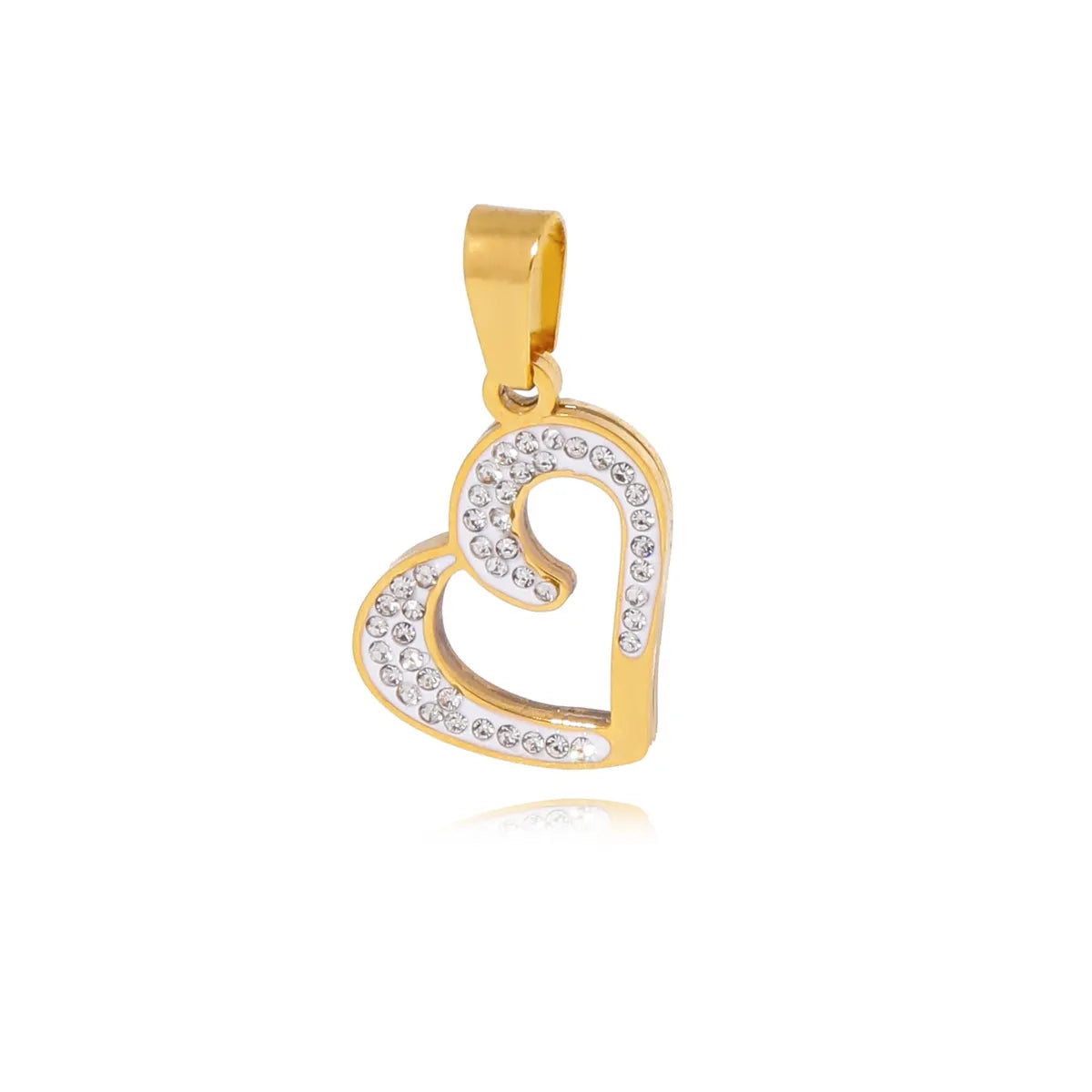 1 Piece 316L Stainless Steel  Zircon Heart Shape Pendant