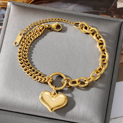 Simple Style Commute Heart Shape Taurus Stainless Steel Plating Gold Plated Bracelets