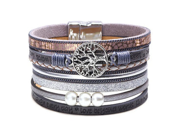 Hot-Selling Vintage Hand-Woven Bracelet Life Tree  Leather Rope Magnetic Buckle Bracelet Bracelet Bracelet