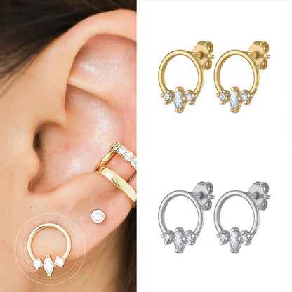 Cross-border Hot Selling Zircon Circle Earrings Simple Design Trendy Temperament Earrings