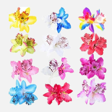 Double Thai Orchid Flower Headwear Hair Clip Bohemian Head Flower Edge Clip Seaside Vacation Hair Accessories For Women