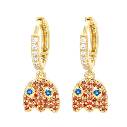 Cross-border Sold Jewelry Ear Ring Female Personality Eyes Fashion Rhinestone Earrings Micro Inlaid Zircon Ear Clip Diy Jewelry Accessories