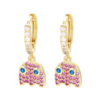 Cross-border Sold Jewelry Ear Ring Female Personality Eyes Fashion Rhinestone Earrings Micro Inlaid Zircon Ear Clip Diy Jewelry Accessories