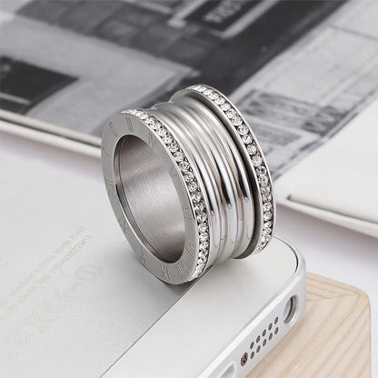 Ornament European And American Foreign Trade Titanium Steel Cross-border Supply Ring Fashion Stainless Steel Roman Digital Ring