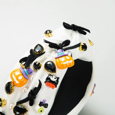 Casual Streetwear Pumpkin Santa Claus Cloth Inlay Rhinestones Pearl Hair Band