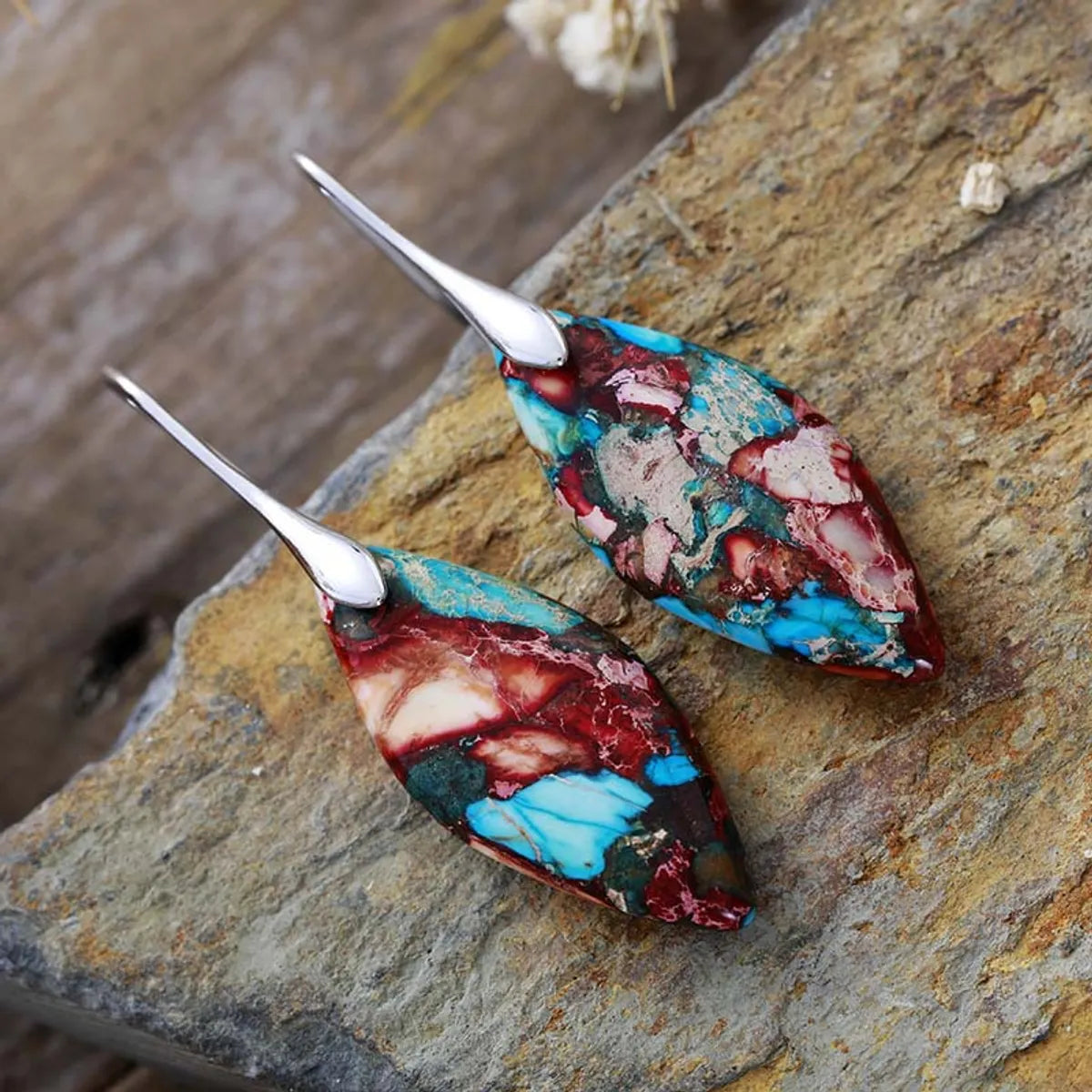 New Bohemian Emperor Stone Leaf Pendant Earrings  Popular  Jewelry Jewelry