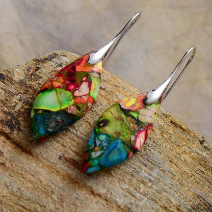 New Bohemian Emperor Stone Leaf Pendant Earrings  Popular  Jewelry Jewelry