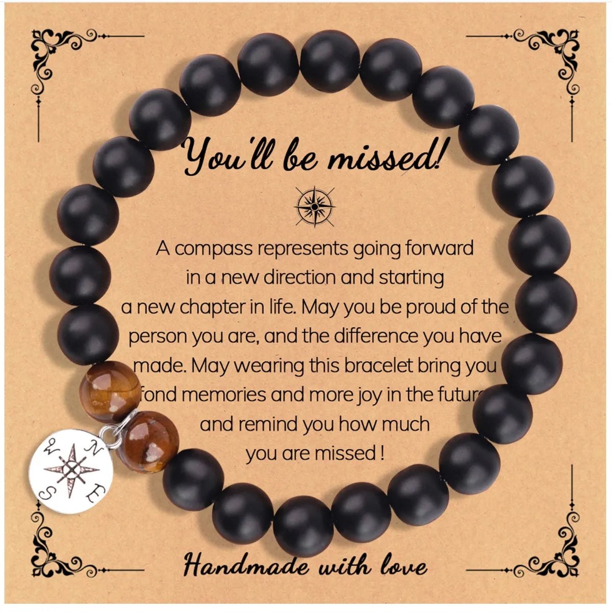 New Handmade Imperial Stone Compass Beaded Bracelet Niche Design Sense Graduation Season Gift Bracelet Explosions