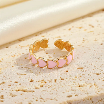 Cross-Border New Jewelry Simple Red Pink Love Heart Surround Ring Opening Adjustable Index Finger Ring