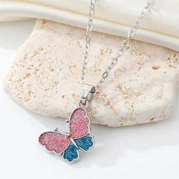 Cross-border Trend Color Glitter Butterfly Necklace Set Cute Animal Ear Ring