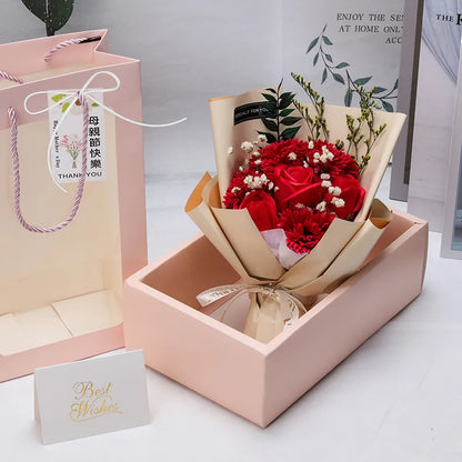 Cross-Border Valentine'S Day Gift Dried Flowers Bouquet Carnation Starry Sky Preserved Fresh Flower Rose Soap Bouquet Gift Box Seven Flowers