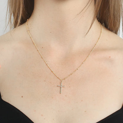 Cross Jesus Electroplating Bright Color Positioning Bead Chain Necklace Couple Necklace Clavicle Chain