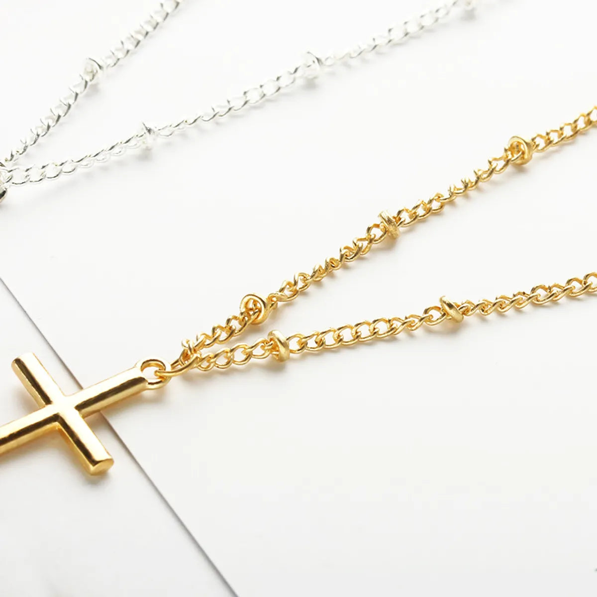 Cross Jesus Electroplating Bright Color Positioning Bead Chain Necklace Couple Necklace Clavicle Chain