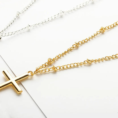 Cross Jesus Electroplating Bright Color Positioning Bead Chain Necklace Couple Necklace Clavicle Chain