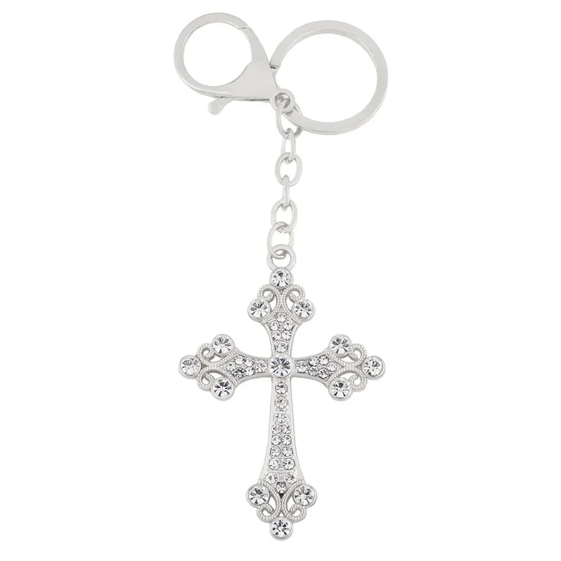 Cross Keychain Creative Metal Diamond Keychain Key Storage Key Car Keychain