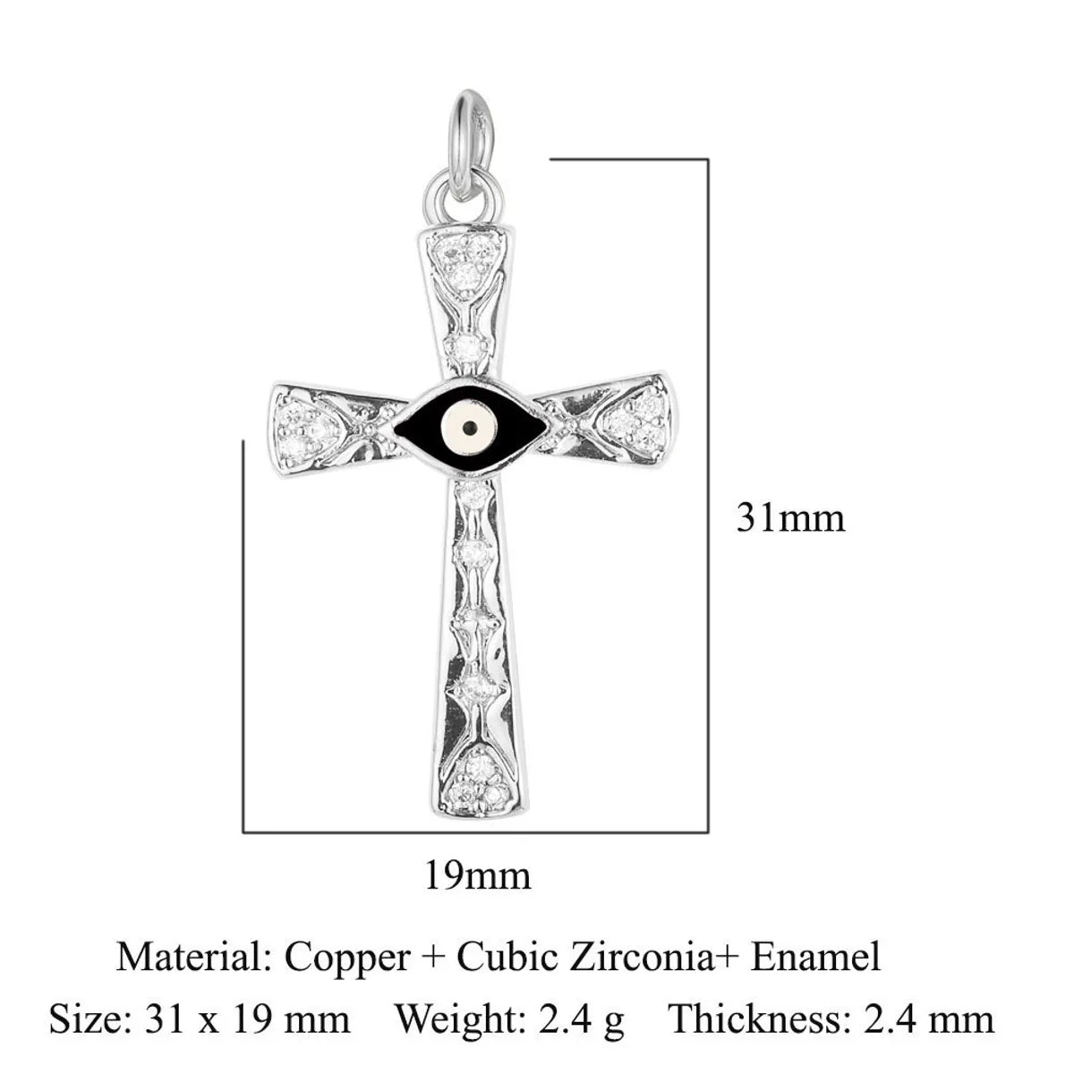 1 Piece Copper Zircon 18K Gold Plated Cross Star