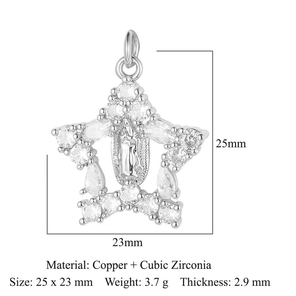 1 Piece Copper Zircon 18K Gold Plated Cross Star