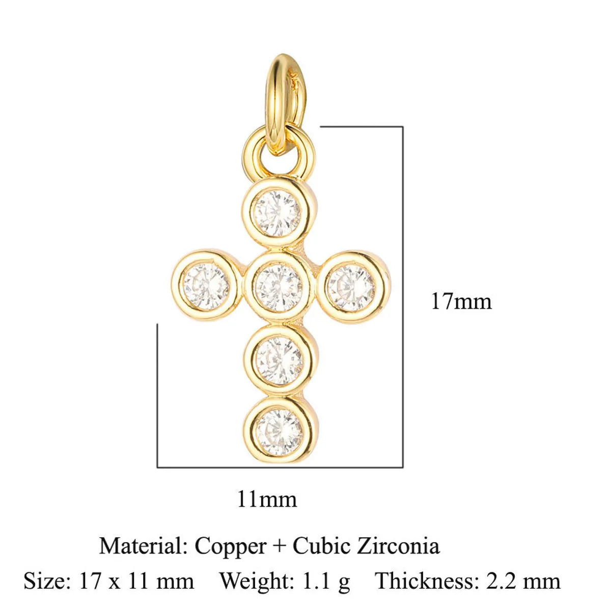 1 Piece Copper Zircon 18K Gold Plated Cross Star