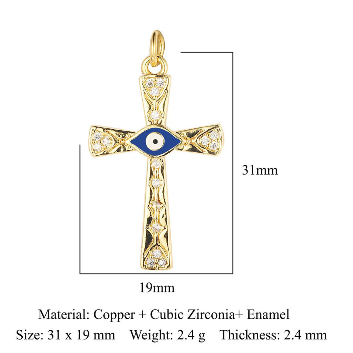 1 Piece Copper Zircon 18K Gold Plated Cross Star