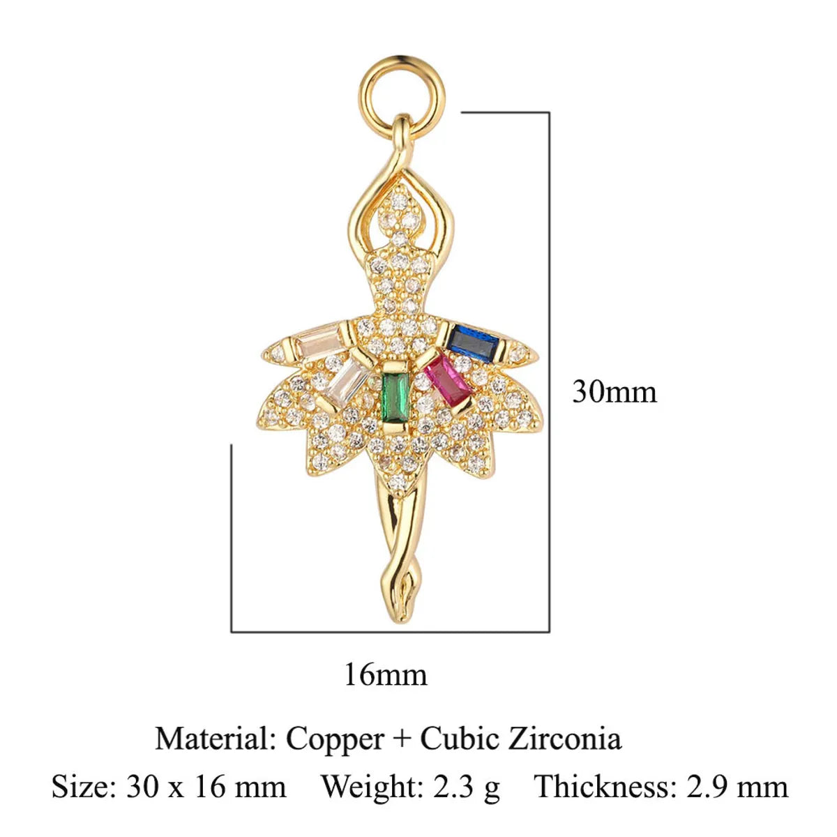 1 Piece Copper Zircon 18K Gold Plated Cross Star