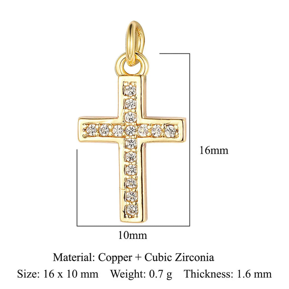 1 Piece Copper Zircon 18K Gold Plated Cross Star