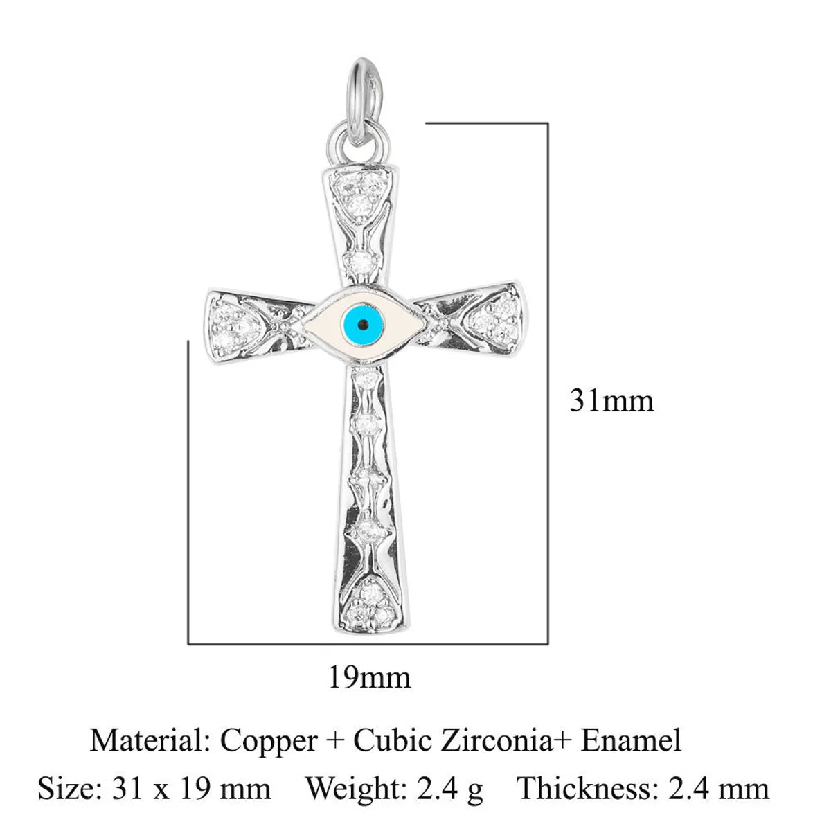 1 Piece Copper Zircon 18K Gold Plated Cross Star