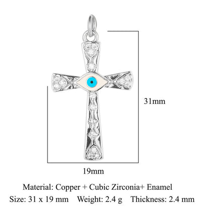 1 Piece Copper Zircon 18K Gold Plated Cross Star