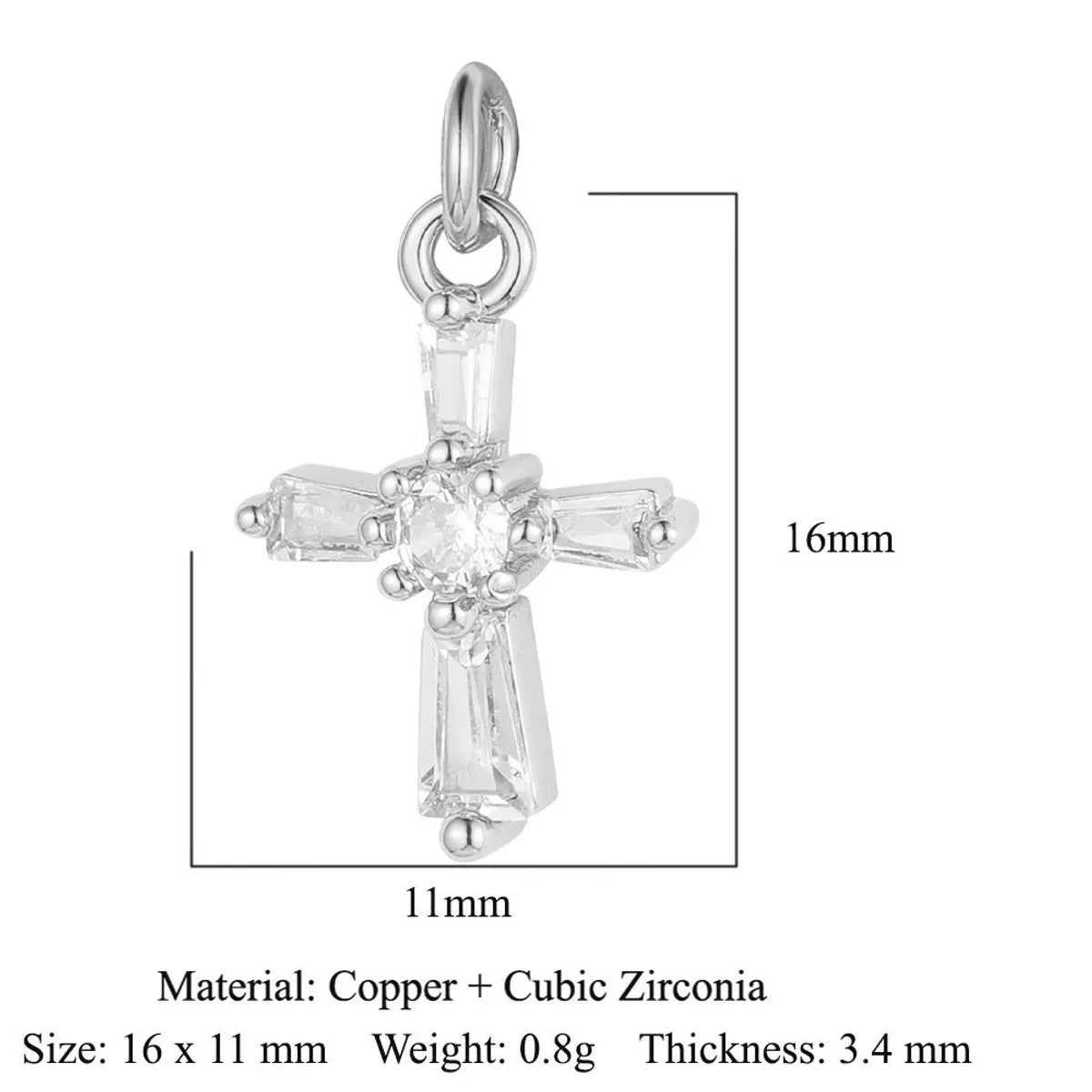 1 Piece Copper Zircon 18K Gold Plated Cross Star