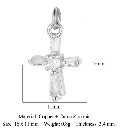 1 Piece Copper Zircon 18K Gold Plated Cross Star