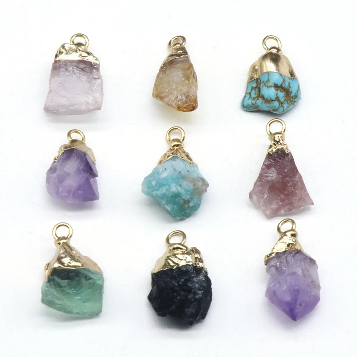 Crystal Agate Stone Rough Stone Gilding Electroplated Small Pendant Semi-Finished Diy Bracelet Necklace Earrings Jewelry Material