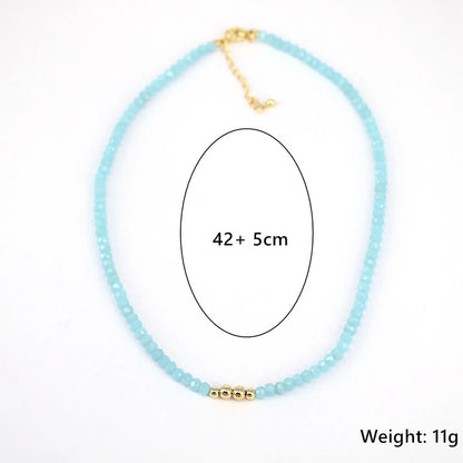 Crystal Beaded Necklace Clavicle Chain  Color Necklace