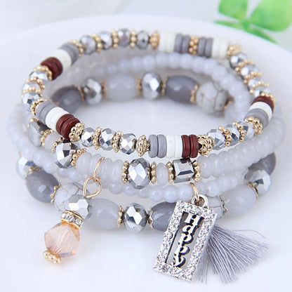 Crystal Beads Fashion Multi-Layer Bracelet