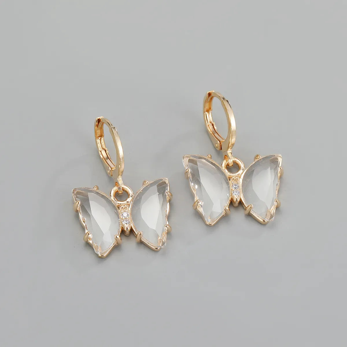 Crystal Butterfly Earrings Exquisite Diamond-Studded Glass Earrings Wholesale Nihaojewelry