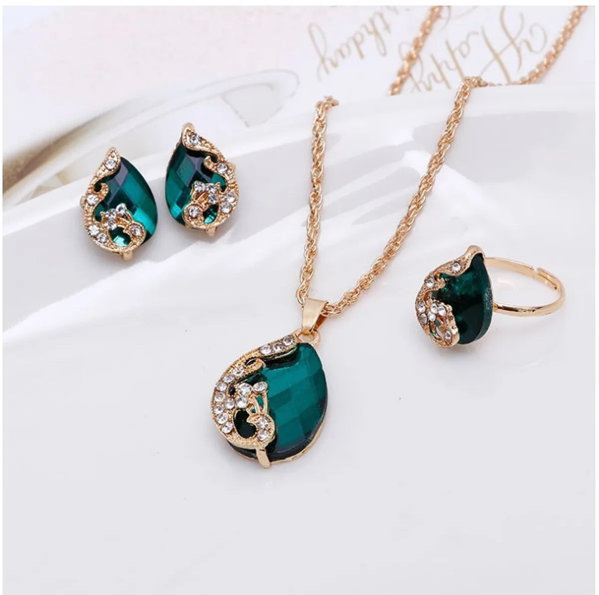 Ethnic Style Peacock Alloy Inlaid Gemstone Artificial Gemstones Artificial Rhinestones Women's Jewelry Set