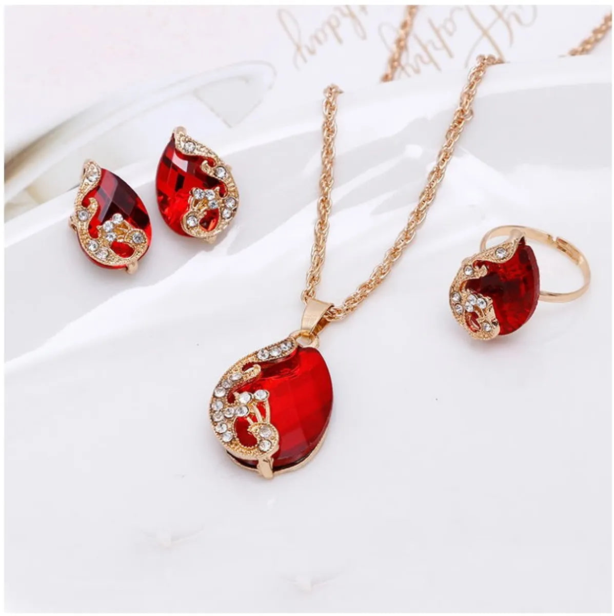 Ethnic Style Peacock Alloy Inlaid Gemstone Artificial Gemstones Artificial Rhinestones Women's Jewelry Set