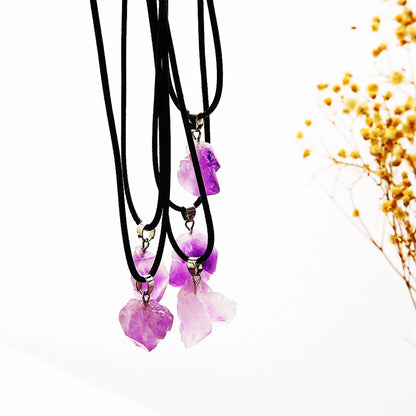 Crystal Stone Pendant Necklace Wholesale Natural Amethyst Stone Cluster Gravel Necklace