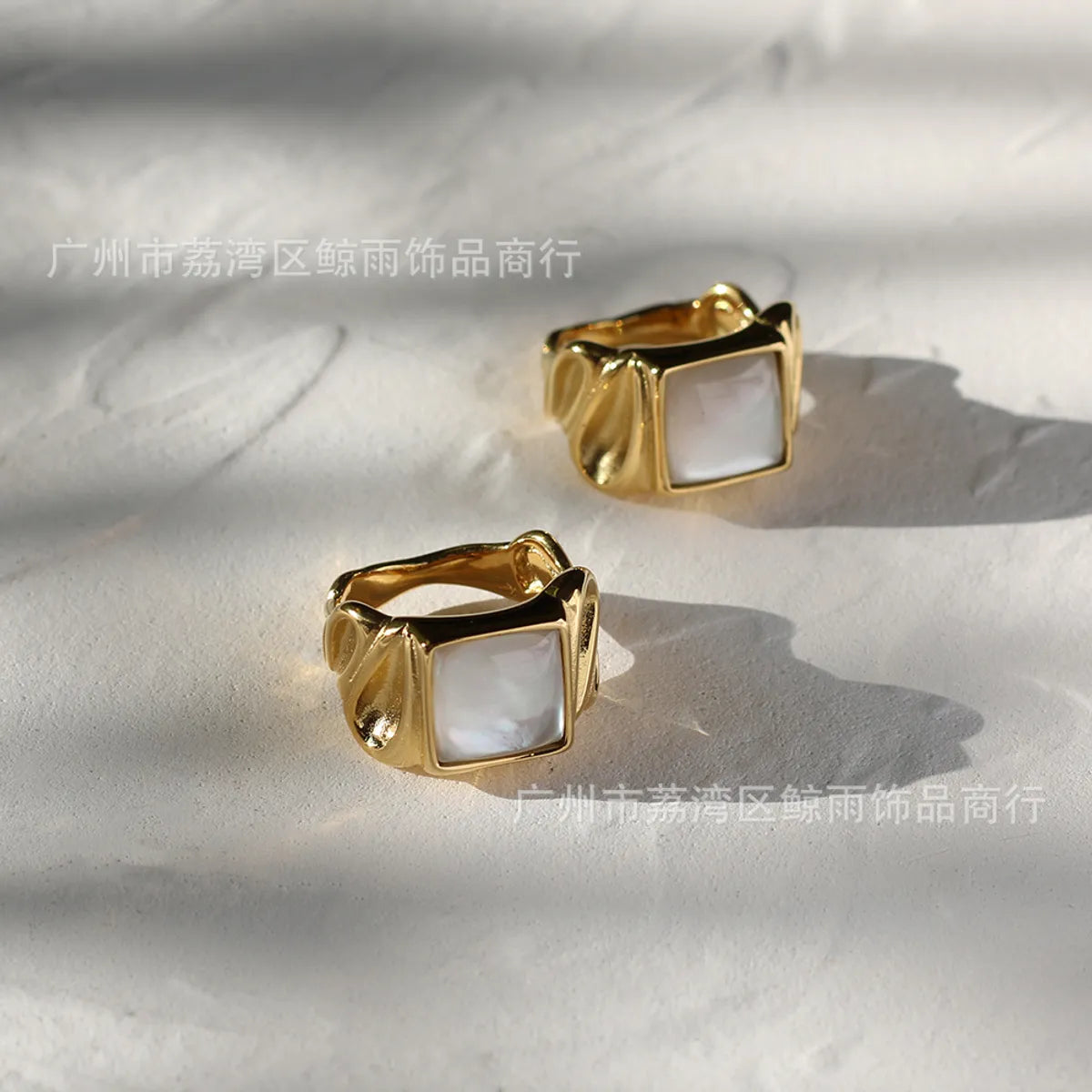 Cuban Square Shell Retro Casting Niche Wide Version New Style Titanium Steel 18k Gold Plated Ring