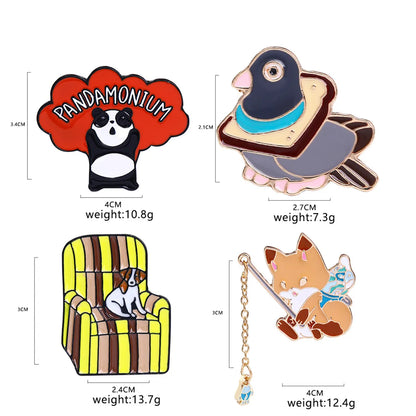 Cute Animal Alloy Metal Enamel Stoving Varnish Plating Unisex Brooches