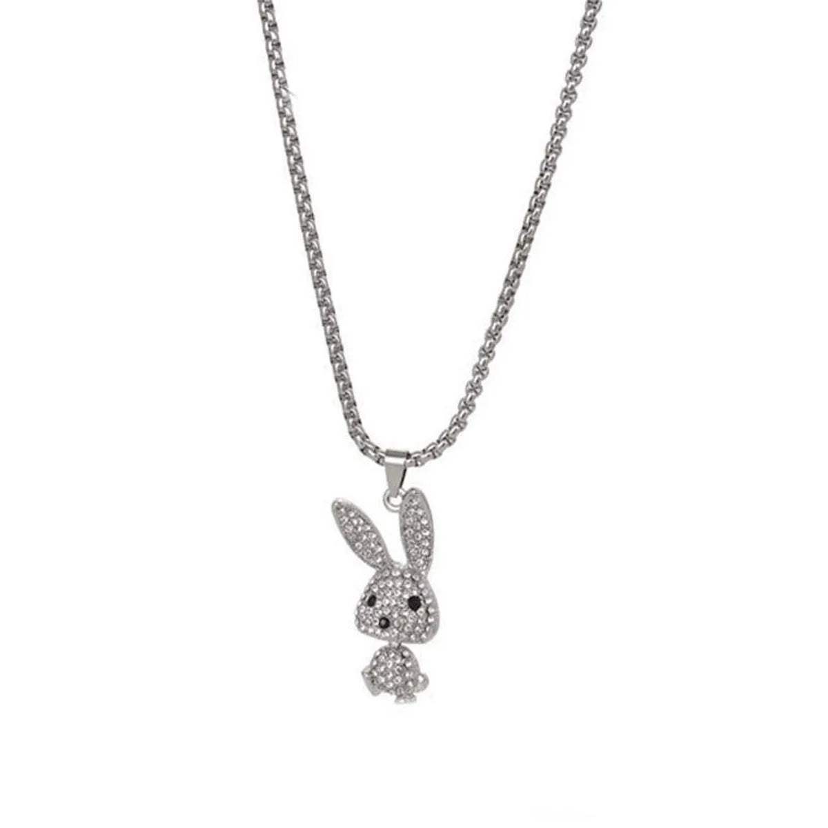 Cute Animal Artificial Diamond Alloy Titanium Steel Wholesale Pendant Necklace