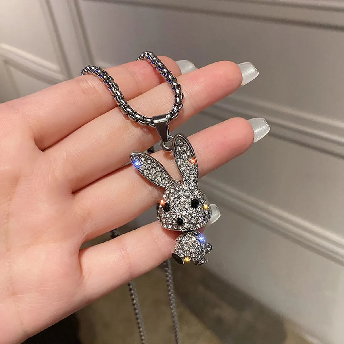 Cute Animal Artificial Diamond Alloy Titanium Steel Wholesale Pendant Necklace