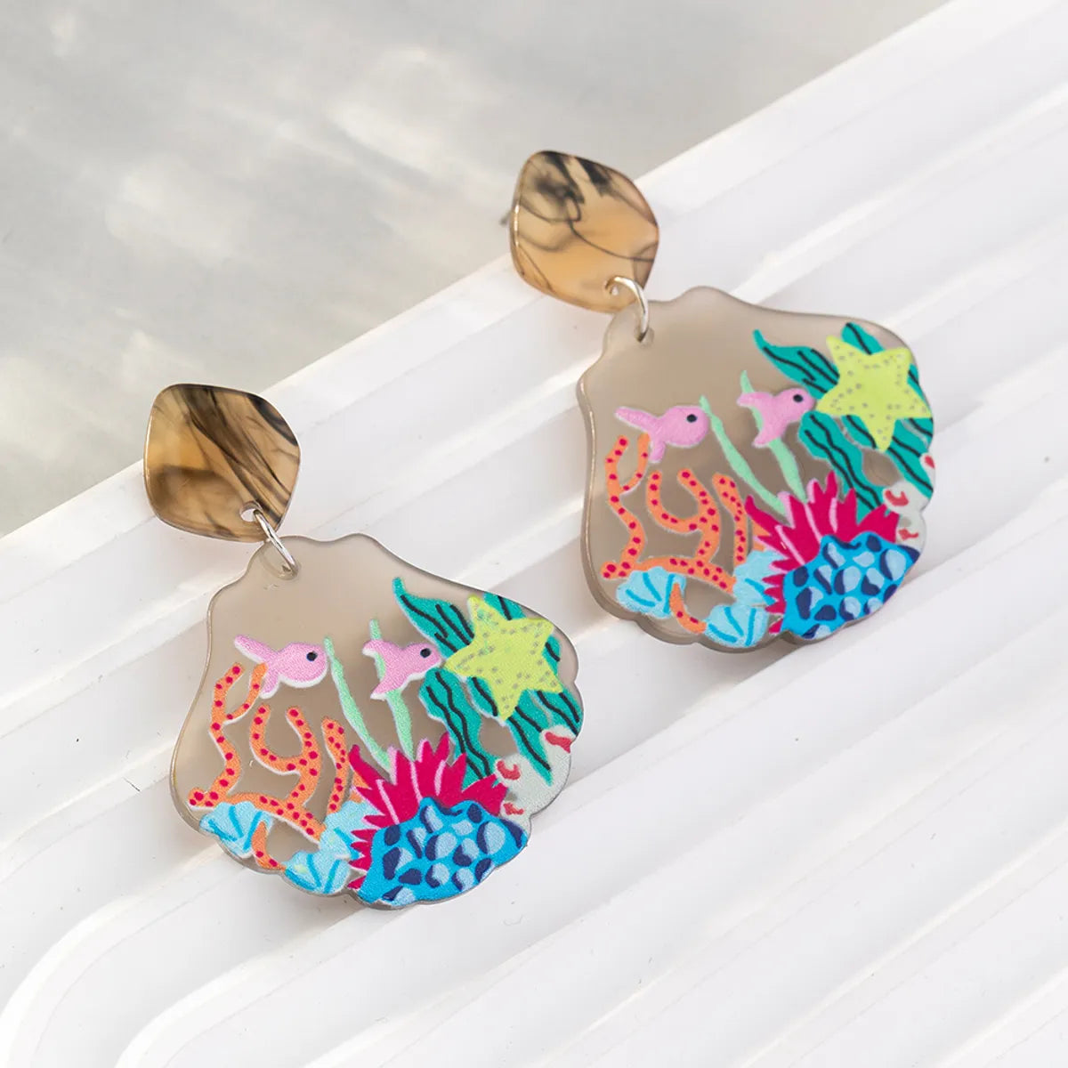 Cute Animal Arylic Printing Women's Drop Earrings