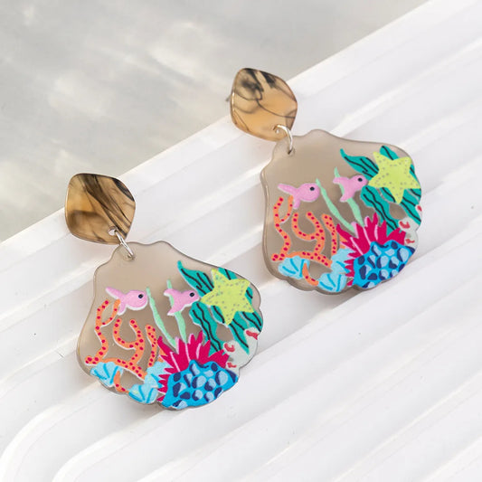 Cute Animal Arylic Printing Women's Drop Earrings