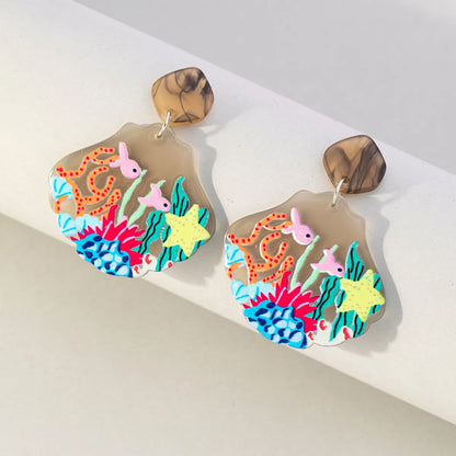 Cute Animal Arylic Printing Women's Drop Earrings