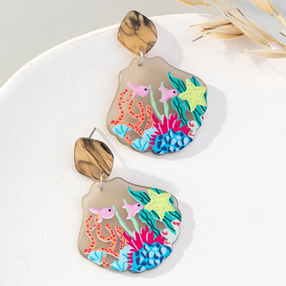 Cute Animal Arylic Printing Women's Drop Earrings