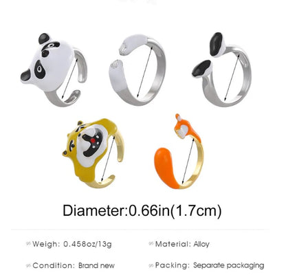 Cute Animal Bear Alloy Enamel Women's Open Rings