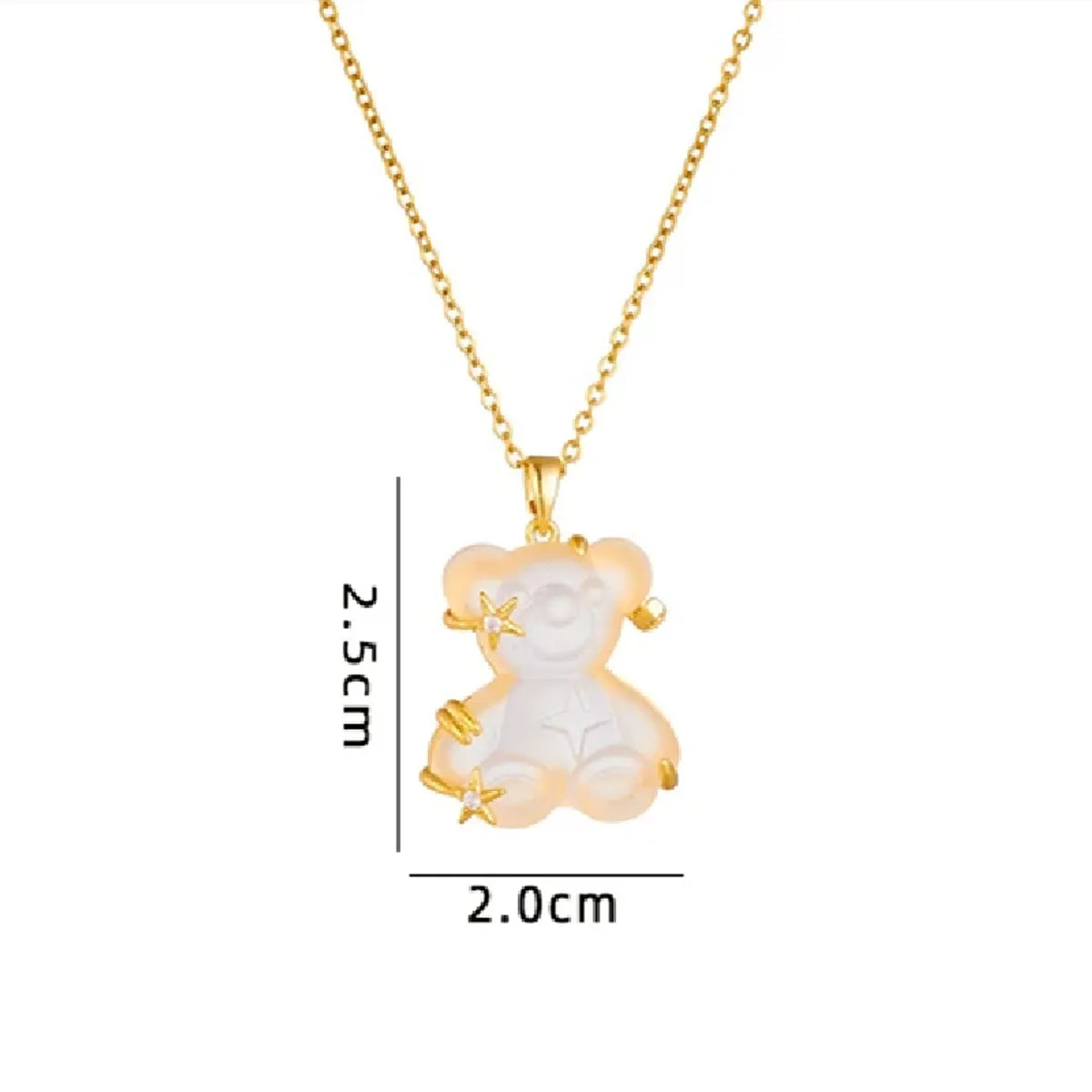 Cute Animal Bear Titanium Steel Copper Zircon Pendant Necklace In Bulk