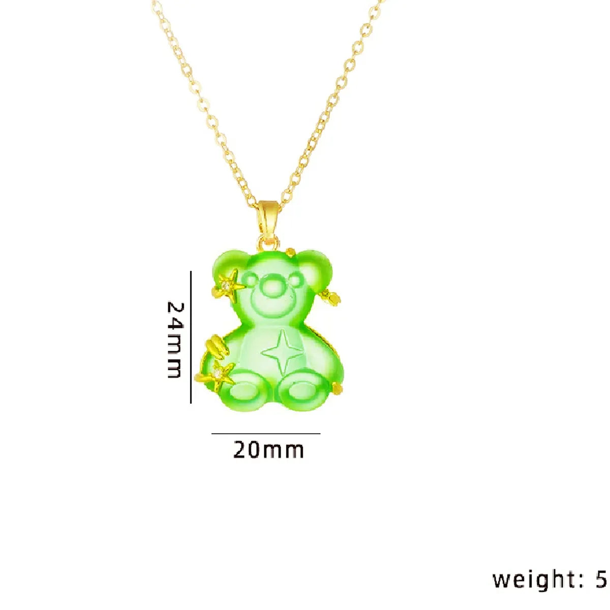 Cute Animal Bear Titanium Steel Copper Zircon Pendant Necklace In Bulk