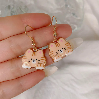 Cute Animal Cat Alloy Plating Women's Drop Earrings 1 Pair